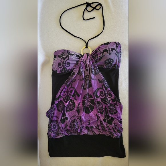 YoYo5 Elegant Purple Halter Top, Size Small - Picture 1 of 8